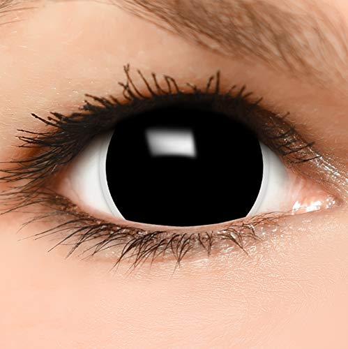 Farbige Maxi Black Sclera Kontaktlinsen Lenses inkl. Behälter - Top Linsenfinder Markenqualität, 1Paar (2 Stück)