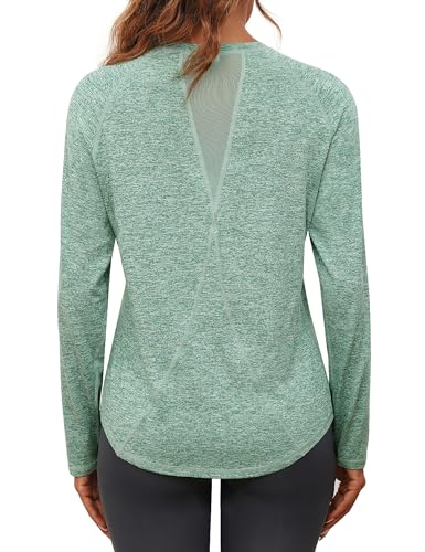 Gyabnw Sport Langarmshirt Damen Shirt Fitness Funktionsshirt Laufshirt Locker Oberteile Gym Yoga Wandershirt