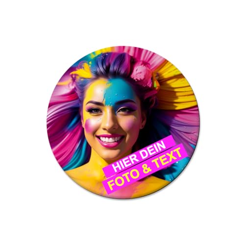 Kiwistar - Magnet-Sticker Ø5,5cm - Magnet - selbst gestalten - Foto - Wunschtext - individuell Bedruckt - personalisiert - Geschenkidee - Kühlschrank - Sticker mit Foto und Text