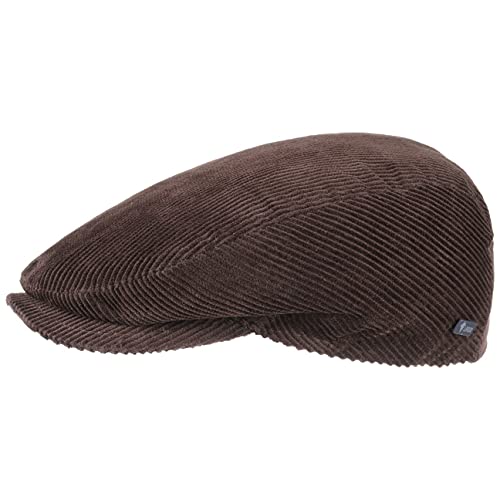 Lipodo Cord Flatcap braun Herren/Damen - Schirmmütze aus Baumwolle - Schiebermütze mit Futter - Cap Größe XL 60-61 cm - Cordmütze Sommer/Winter