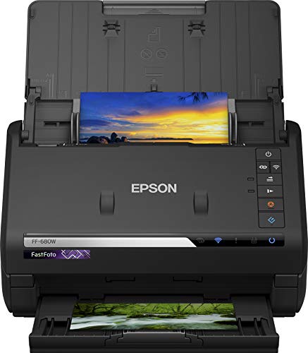 Epson FastFoto FF-680W Scanner (Scannt 10 x 15 Foto in einer Sekunde, bis DIN A4, beidseitiger Scan, automatische Ausrichtung, Zuschnitt und Optimierung, Bilder einfach speichern)
