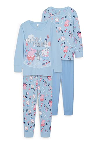 C&A Kinder Mädchen Pyjamas Pyjama Regular Fit Unifarben|Bedruckt|Motivprint Peppa Pig hellblau 110