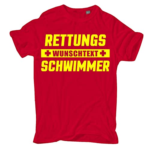 Männer und Herren T-Shirt WUNSCHTEXT Rettungsschwimmer mit Name Firma oder eigenen Text Größe S - 5XL