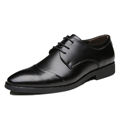 Business Herren Anzugschuhe, Lederschuhe Schnürhalbschuhe Oxford Schuhe Smoking Lackleder Hochzeit Derby Leder Brogue, Gr.-42 EU/Herstellergroße-260, Schwarz