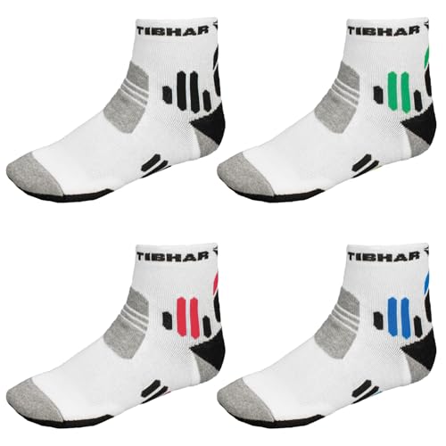Tibhar Tischtennis Socken Tech II | Sportsocken | Funktionssocken Herren | weiße Socken (42-44, weiß-blau)
