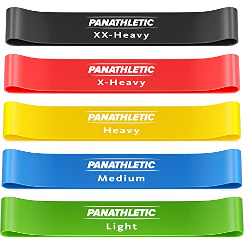 Panathletic Fitnessbänder, 5er Set – 5 Verschiedene Stärken, Übungsanleitung, eBook auf Deutsch, Tragebeutel – 5X Fitnessband, Theraband, Gymnastikband, Terrabänder, Widerstandsband, Fitness Band, 60 