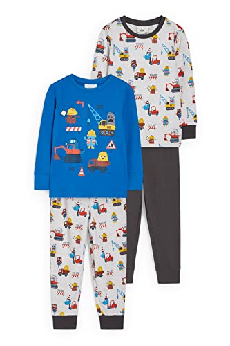C&A Kinder Jungen Pyjamas Pyjama Relaxed Fit Bedruckt|Bedruckt|Unifarben dunkelblau 110