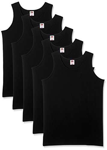 Fruit of the Loom Herren Regular Fit Unterhemd 5-Pack Athletic Mens, Schwarz (Black), XX-Large