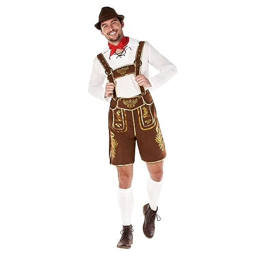Morph Bayerische Lederhosen Herren, Oktoberfest Kostüm, Traditionelle Tracht für Feste, XL