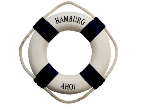 City Souvenir Shop Deko-Rettungsring Hamburg AHOI blau, klein 14cm