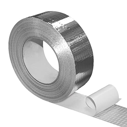 Novanetus ALU TAZ Netzverstärkt Aluminium Klebeband, Aluband, Aluminiumband 50mm x 50m für Lüftungs- und Klimaanlagen, Verstärktes Selbstklebeband, Dichtband, Isolieren