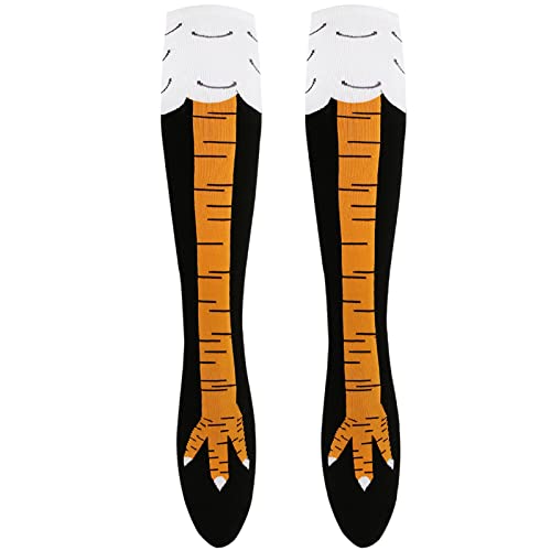 YOGINGO Hühnerfüße Strümpfe Fun Lustige Socken Hühner Socken Cartoon Winter Warm Stricken Kniestrümpfe Strümpfe