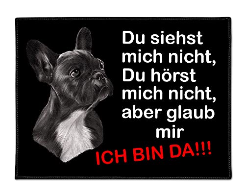 Fußmatte Schmutzfangmatte Türmatte 35x50cm mit Gummiumrandung - Rutschfest - Französische Bulldogge Hund - Hundebesitzer -Innen Außen