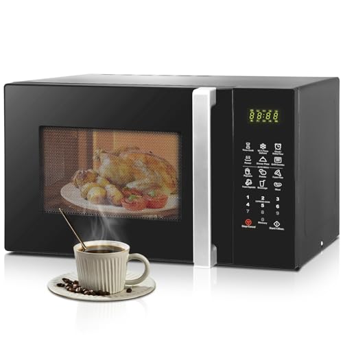 Smad Mikrowelle mit Grill 25 liter, 11 Leistungsstufen, Grill 1000W, Mikrowelle 900W, Combi, 9 automatische Menüs, Auftaufunktion, Kindersicherung,Quick Start 30 Sekunden schwarz