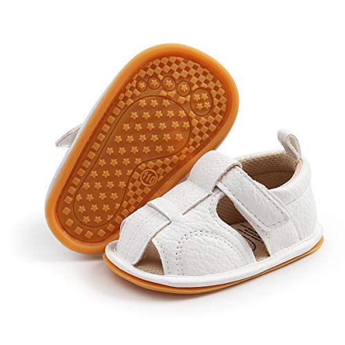 RVROVIC Baby Jungen Mädchen Sandalen Weiche Sohle Sommer Säugling Krippe Schuhe Leicht Kleinkind Prewalker Outdoor Walking Schuhe, 2-Weiß, 12-18 Monate