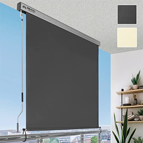 Sol Royal Senkrechtmarkise 160x250 cm MS5 Markise – Robuster Balkonsichtschutz Abnehmbare Handkurbel Wasserabweisender Sonnenschutz Terrasse Balkon Garten Wetterfeste Vertikalmarkise Anthrazit