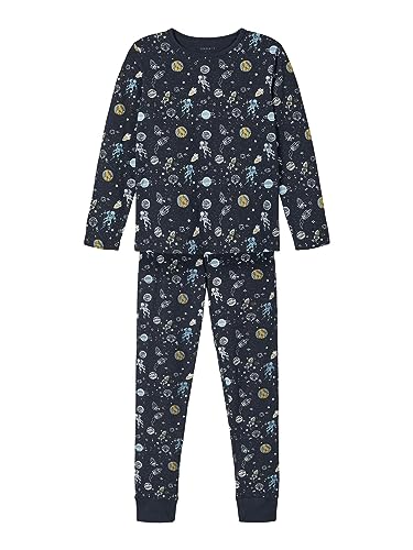 NAME IT Jungen Nkmnightset Dark Safir Space Noos Pyjamaset, Dark Sapphire, 110-116 EU