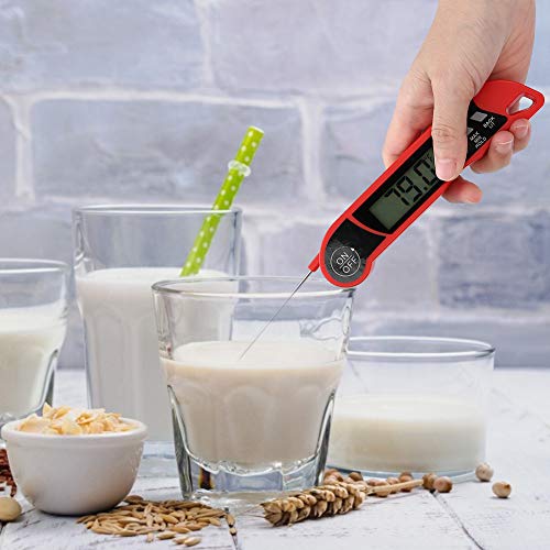 Hurrise Digitales Lebensmittelthermometer, Hurrise Digitales Lebensmittelthermometer, For Bürsten-Schaber-Kombinationen For Milch Marmelade Heißes Getrank(Rot)