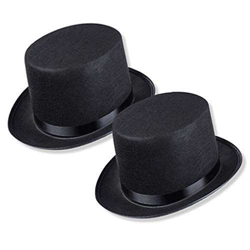 Schramm® 2 Stück Zylinder Hut mit Satinband Schwarz für Erwachsene Chapeau Zylinderhut