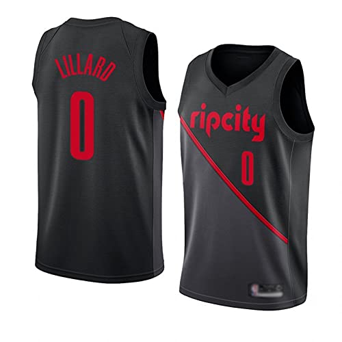 Bläzërs 0# Lïllärd Basketball Jersey New Hot Prestud Men's Fan-Trikot Black Red-XL