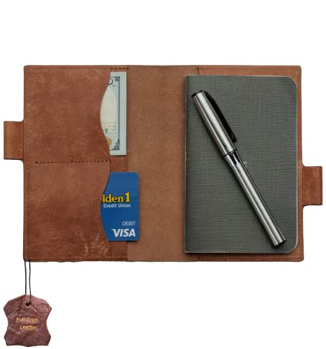Neues Modell 2023. Feldnotizen-Einband aus Leder für 8,9 x 14 cm Moleskin-Notizbücher, Holzscheite, Tagebücher, Tagebücher. Handgefertigt aus feinstem italienischem Leder