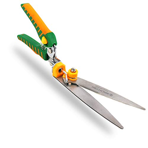 GRÜNTEK Rasenschere EISVOGEL, Premium Rasenkantenschere mit 180° drehbarem Schneidekopf, Grasschere 345 mm, rostfreie INOX Klingen, Ergo-Griffe