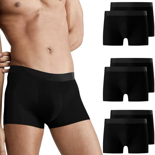 Falechay Boxershorts Herren Unterhosen Männer Baumwolle 6er Pack Retroshorts für Herren Ohne Kratzenden Zettel UnterwäSche Boxer Sportunterhosen für Herren Schwarz M