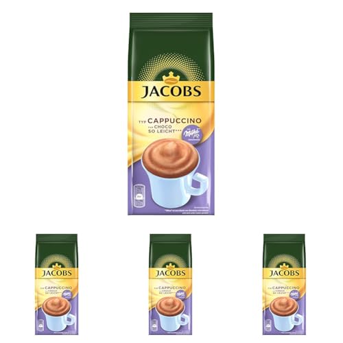 JACOBS Choco Cappuccino So Leicht, 400g Kaffeespezialitäten im Nachfüllbeutel Pulver medium roast (Packung mit 4)