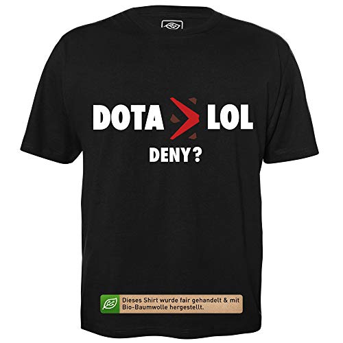 Dota LOL - Herren T-Shirt für Geeks mit Spruch Motiv aus Bio-Baumwolle Kurzarm Rundhals Ausschnitt, Größe XXL