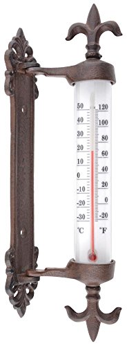 Esschert Design Fensterrahmenthermometer aus Gusseisen, PE, PS und Kerosin, 5,5 x 9,4 x 29,5 cm