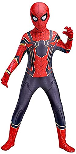 Waeihh Kids Spiderman Kostüme 3D Anime Anzugfür Kinder Zubehör Party Halloween Karneval Cosplay Superheld Spandex Lycra Jumpsuit (90~100CM,Iron)