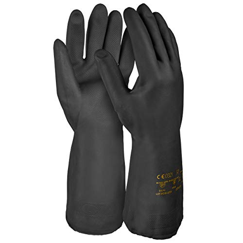 HandschuhMan. 1 Paar Schwarze Gummihandschuhe Neopren, lebensmittelgeeignet, Chemikalienschutzhandschuhe (10/XL)