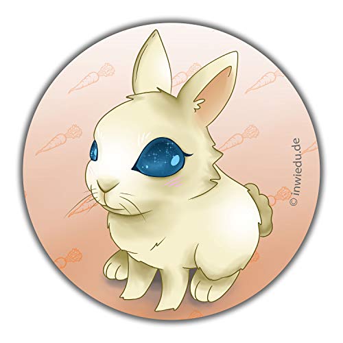 INWIEDU - Runder Magnet-Sticker Hoppel-Hase Macht große Augen - Magnetfolie runder Sticker - Ø 55 x 1 mm - Kühlschrank Magnet Tafel