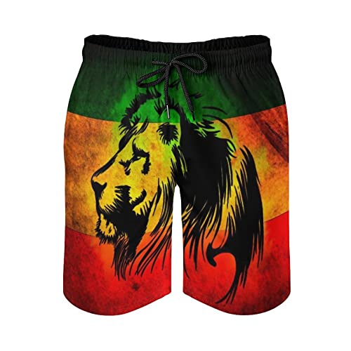 ZVEZVI Afrikanische Flagge Der Löwe von Judah Rasta Rastafari Jamaika Herren Badehose und Workout-Shorts Badeanzug oder Athletic Shorts Quic, Stil-2, 56