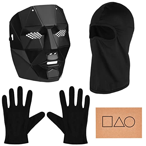 Balinco The Game Maske + Sturmhaube + schwarze Handschuhe + 1x Spielkarte für Halloween, Fasching & Karneval als Kostüm für Herren & Damen (Boss)