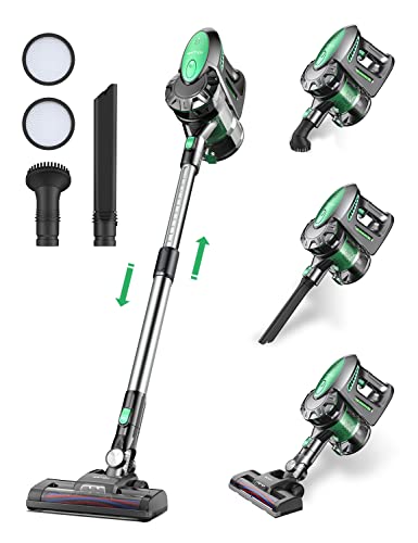 Vactidy Akku Staubsauger kabellos, Blitz V8 Kabelloser Staubsauger mit abnehmbarem Akku, 22KPa Saugkraft für Hartholzböden, bis zu 35min Laufzeit