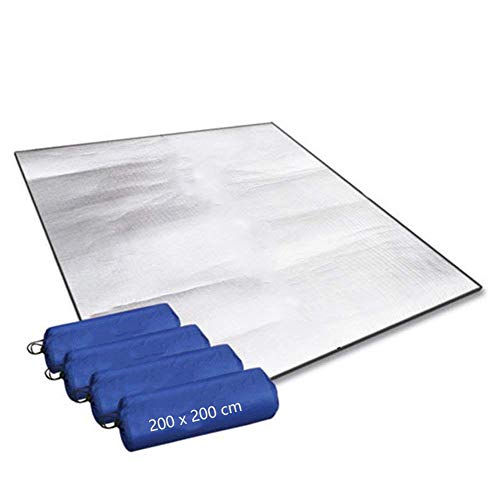 Aehma Alu Isomatte Schaummatten 200x200 cm Isoliermatte Isolierdecke Faltbare Zeltmatte Bodenmatte Thermomatte Schlafmatte für Camping Matte aus Aluminiumfolie, Ultraleicht