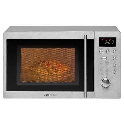 Clatronic® Mikrowelle mit Grill | 1000 Watt | platzsparende Mikrowelle Unterbau | 20L Garraum | Mikrowelle klein mit 8 Programmen | Mikrowelle mit Drehteller | MWG 778 U