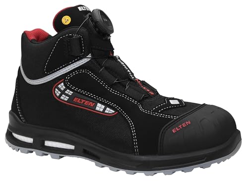 ELTEN Sicherheitsschuhe SANDER XXT Pro BOA ESD S3, Herren, Textil, Kunststoffkappe (leichter als Stahlkappe), leicht, sportlich, Schwarz/Rot, Größe: 43
