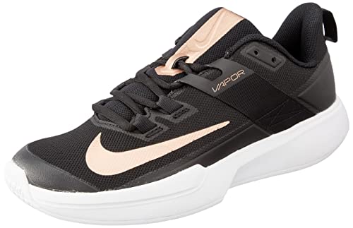 Nike Damen Court Vapor Lite Sneaker, Black MTLC Red Bronze White, 36.5 EU