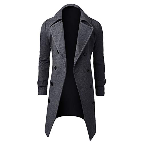 Generisch Herren Wolle Wintermantel mit Stehkragen Wollmantel Kurze Gefütterte Winterjacke für Männer Winter Schwarz Business Herren Mantel Grau Langmantel Herren