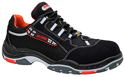 ELTEN Sicherheitsschuhe Senex ESD S3, Herren, sportlich, klassisch, schwarz, rot, Kunststoffkappe, Größe 41