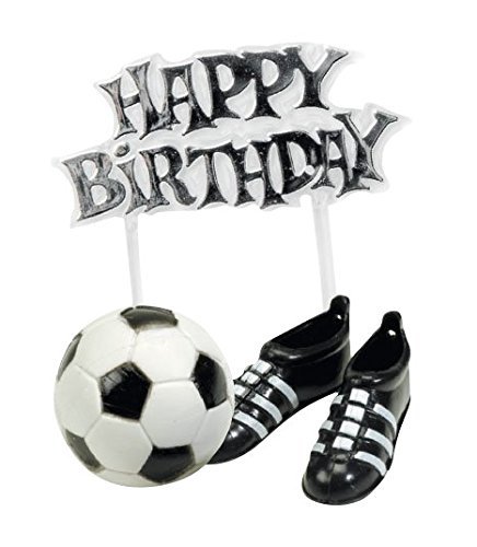 CREATIVE Fussball-Kuchendeko Happy Birthday 3-teilig schwarz-Weiss Einheitsgröße