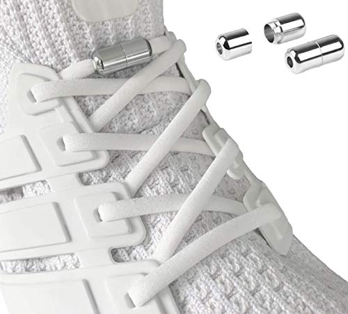 Laceton Elastische Schnürsenkel | Schnellschnürsystem mit hochwertigem Metall Lock-Verschluss - Stylischer Komfort und starker Halt | Schnürsenkel-Set, Nie mehr Schuhe binden (Weiß)