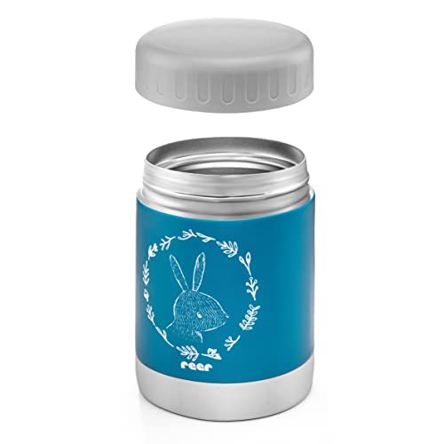 reer Edelstahl-Warmhalte-Box ColourDesign für Baby-Nahrung mit praktischem Anti-Rutschboden, 300ml, blau