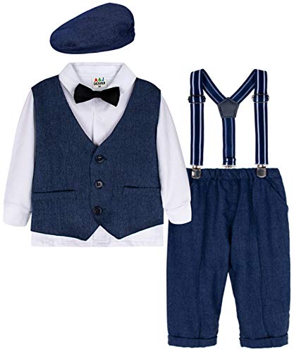 mintgreen Baby Jungs Lange Ärmel Outfit Anzug Set mit Flacher Hut, Königsblau, 2-3 Jahre