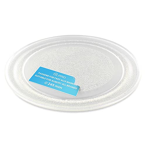 DL-pro Universal Mikrowellenteller 24,5cm Glatt Drehteller Drehscheibe Teller Glasteller Glasplatte Glasdrehteller 245mm Rund Ersatz für Microwelle Mikrowelle
