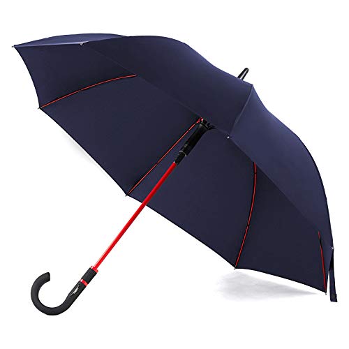 Regenschirm 55 Inch Automatik Stockschirm Groß Für zwei Leute Winddicht Wasserdichter und Schnell Trocknet Reise Golfschirm mit Rutschsicherem Griff Blau