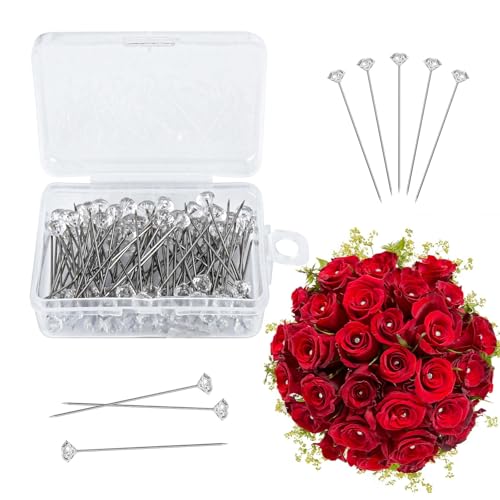 100 Stück 4cm Nähnadeln, Stecknadeln Diamant Kopf Gerade Quiltnadeln Nähstifte Pins Für Basteln Nähen Schneiderschmuck DIY Dekoration Kunsthandwerk und Nähprojekte