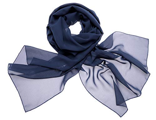 Dresstells Chiffon Schal Stola für Abendkleider in Verschiedenen Farben Navy 180cmX72cm/ Small